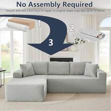 Oversized L-Shaped Modular Sofa - Modular Sofa With Soft, Deep Seat, No Assembly Required, Available In Multiple Colors, Memory Foam Cushions And Springs, Imitation Rabbit Fur Texture, Modern Living Room Furniture For Large Spaces, Space-Saving Design, Easy-To-Clean Fabric, Luxury Sofa For Apartments And Homes, Classic Minimalist Style, No Wooden Parts, Soft And Comfortable, Boneless Modular Sofa, Curved Sofa For Living Room, Single Sofa Bed Foldable, Compression Sofa - 淺灰色 - 查看 4