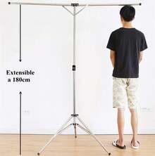 Soportes Tendederos Extensible y Plegable Secado de la Ropa del Ahorro de Espacio Portátil Plegable, estante de sequía ajustable del lavadero del acero inoxidable de la alta capacidad(Incluye 10x ganchos a prueba de viento y una Bolsa) - 1 - Ver 2