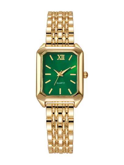 1pc Chic Square Dial Quartz Wrist Horloge Steel Timepiece (No Box Included) view 7