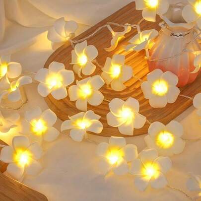 1pc Plumeria String Lights, Suitable For Wedding, Party, Holiday, Gift, Home Decor, Bedroom Decor, Room Decor, Party Decor, Wall Decor, Birthday Decor, Garden Decor, Festival Decor