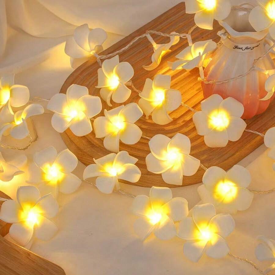1pc Plumeria String Lights, Suitable For Wedding, Party, Holiday, Gift, Home Decor, Bedroom Decor, Room Decor, Party Decor, Wall Decor, Birthday Decor, Garden Decor, Festival Decor