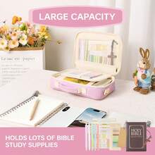 Bible Cover Case For Women, Large Bible Bag W/Shoulder Strap, Bible Study Supplies Bible Journaling Kit  Book Carrying Case With Bible Highlighters, Mothers Day Christian Gifts For Women - 粉色 - 查看 5
