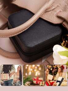 1pc Stylish Gothic Coffin Shaped Jewelry Box, Chic PU Leather Mini Jewelry Organizer Perfect For Earrings, Rings, Necklaces, And Bracelets – Portable Goth Storage Case Ideal For Halloween, Christmas, Back To School, Unique Gift Ideas For Fashion Enthusiasts And Collectors - Multicolor - View 5