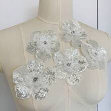 5 件 3D 蕾丝串珠缝纫花，用于装饰衣服、鞋子和帽子