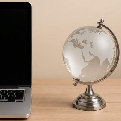 Globo Terrestre Mini Enfeite de Mesa de Vidro Decorativo Planeta Terra