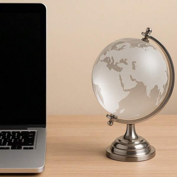 Globo Terrestre Mini Enfeite de Mesa de Vidro Decorativo Planeta Terra