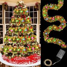 Christmas Tinsel Garland Indoor String Lights Christmas Foil Garland Suitable For Trees, Indoor Decoration, Perfect For Weddings And Holiday Celebrations New Year Decoration Holiday Decor Party Venue Room Decoration Ribbon Home Lighting Holiday String Lights 1pc 16ft Christmas Garland Tinsel Not Including Batteries Holiday Garland String Lights Sparkling LED Fairy Garland String Lights Festive Hanging Decoration Home Kitchen Room Decoration - Battery Box Color Strip - View 1