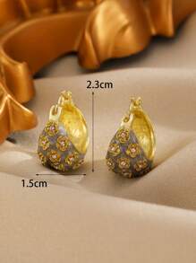 1 Pair Vintage Elegant Smooth Half-Sphere C-Shaped Earrings, Fashion Jewelry Accessories, Lightweight Luxurious Style Suitable For Daily, Party, Wedding Wear