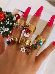 1pc Personalized Punk Rock Alloy Set With Artificial Crystal, Zirconia, Pearl, Ladybug & Bee Insect Series Open Ring, Versatile Jewelry Gift For Friends, Siblings, Classmates, Suitable For Men And Women (The Vintage-Style Red Ring Is A Distressed Version With An Adjustable Open Ring Band, Made Of Alloy Material That Is Soft And Easy To Adjust) - Bee Ring - View 11