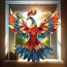 1 pièce Attrape-soleil contemporain en acrylique en forme de chauve-souris, décoration d'Halloween. Artisanat 2D 20,3 x 18,5 cm - Ornement suspendu de style vitrail, décoration d'Halloween polyvalente, décoration murale, cadeau pour la maison, centre de couronne - Imperméable, résistant aux solvants, sans plumes.