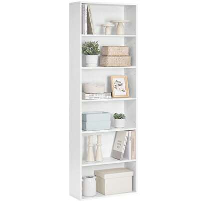 VASAGLE Bibliothèque, Étagère sur 6 Niveaux, Meuble de Rangement Ouvert, Étagère, 24 x 60 x 178,5 cm, pour Salon, Bureau, Salle à Manger, Blanc