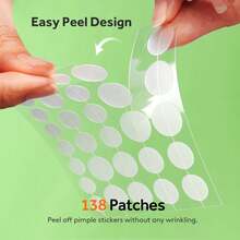 Pimple Patches (6 Sizes 138 Patches), Acne Patches For Large Zit Breakouts, Hydrocolloid Bandages For Face, Chin, Nose, Forehead, Body, Back, Neck & Chest, Oval Hydrocolloid Acne Patches - 6 kích cỡ (138 miếng vá) - Xem 6