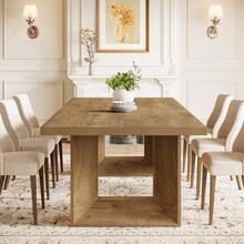 Tribesigns Dining Table For 8 People, 63-Inch Brown Rectangular Kitchen Table With Strong Geometric Frame, Industrial Large Long Dining Room Table For Big Family, Brown - Brown - View 3