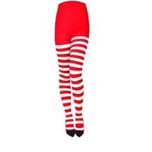 1 件节日装饰蝴蝶结条纹圣诞绒球过膝袜，女士长袜，适合表演、服装、圣诞派对万圣节