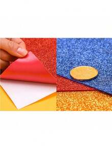 5 hojas de papel de espuma con brillo de tamaño A4 con respaldo autoadhesivo de colores aleatorios - Multicolor - Ver 3