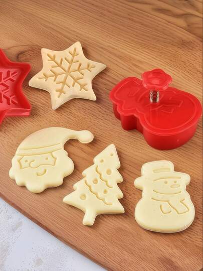 圣诞饼干模具 3D 饼干模具、雪人、圣诞树、饼干印章、圣诞糖果模具、软糖模具、烘焙工具、厨房配件 4 件套 圣诞节 圣诞装饰 圣诞睡衣 圣诞礼物 圣诞装饰