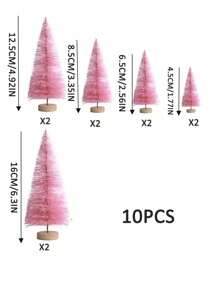 10pcs/5pcs/1pc Pink Mini Christmas Tree Table Decor, Suitable For Store Holiday Decoration, Home Party Dining Table Ornament - Multicolor - View 7