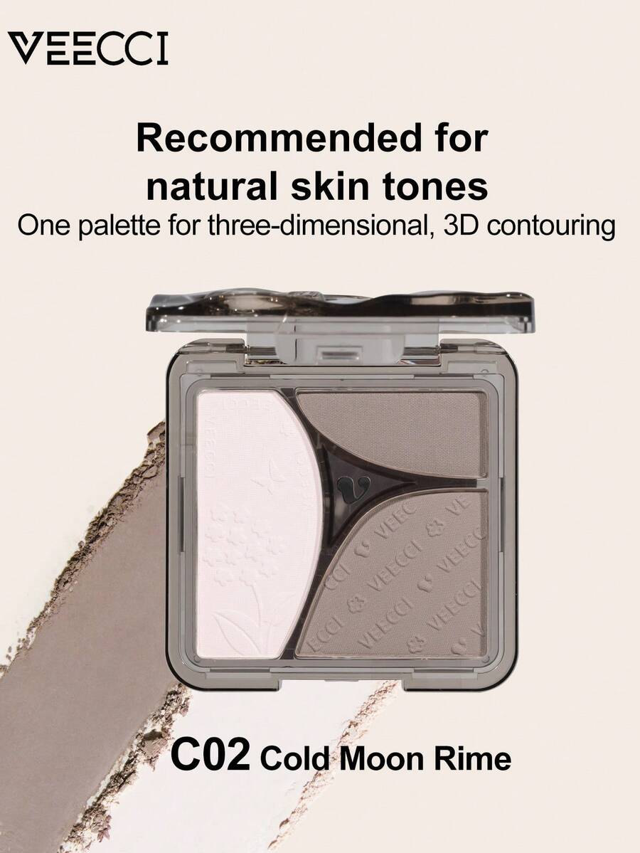 Bảng phấn tạo khối lì với ba lớp màu, tạo khối 3D và hiệu ứng bóng tự nhiên, Bảng phấn tạo khối, Bảng phấn tạo khối, Dễ dàng tạo khuôn mặt thon gọn, thanh tú - C02 Sương giá trăng lạnh - Xem 1