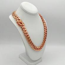 Cuban Link Chain 18MM-22MM Solid Handmade Jewelry Miami, Gift Birthday Fathers Day Anniversary, HipHop Jewelry, Rose Gold Plated, Gift For Him - 18MM (0,7 inch) - Xem 4