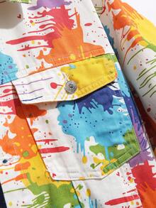 男士时尚涂鸦印花牛仔夹克，秋季 - 彩色 - 查看 7