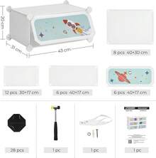 Estantería Infantil de 6 Cubos, Zapatero Infantil, 43 x 31 x 105, Armario, para Ropa, Juguetes, Blanco MLPC904W01 - Blanco Nube - Ver 9