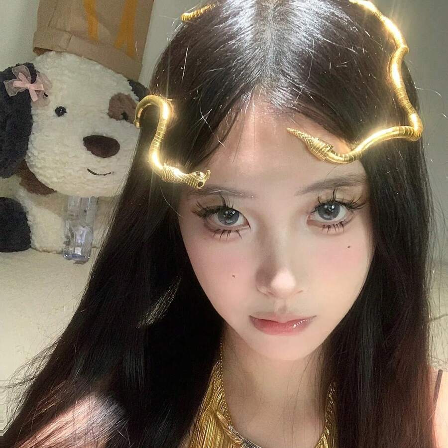 波点万圣节锌合金盘蛇项链，个性开放式设计蛇骨颈链，男女夸张头饰，欧美风格