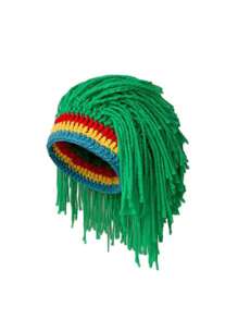 1 件趣味辫子针织帽，男女通用嘻哈派对帽，独特个性化保暖针织假发帽 - 髒辮毛線帽 - 查看 6