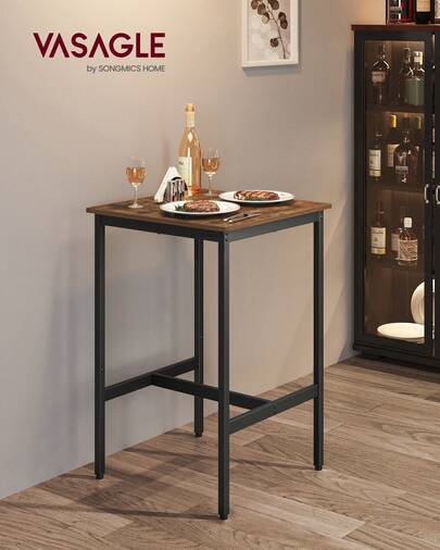 VASAGLE Bar Table, Small Kitchen Dining Table, High Top Pub Table, Bar Height Cocktail Table For Living Room Party, Sturdy Metal, 23.6 X 23.6 X 35.4 Inches For Narrow Spaces