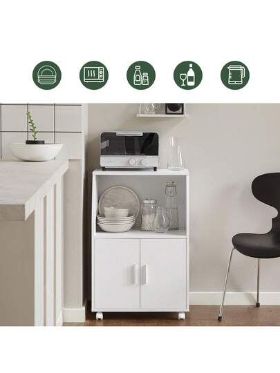 SoBuy FRG241 W, Microwave Shelf, Kitchen Wheeled Storage Trolley, Cabinet Cupboard Unit view 8