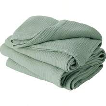 Bedsure% Cotton Muslin Blankets Adults Large Throw 50x70 Inches - 4-Layer Breathable And Lightweight, Soft Boho Gauze Muslin Cotton Blanket Couch Decor Travel Summer, Linen Beige - 00 - Xanh lá cây xô thơm - Xem 7