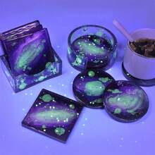 1 件/套 DIY 圆形方形杯垫硅胶模具环氧树脂杯垫收纳盒树脂模具手工树脂杯垫铸造模具 - 白色 - 查看 2