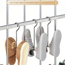 1/2/3/4/5/6/7/8/9/10pcs Stainless Steel Shoe Drying Rack, Household Shoe Drying Rack, Outdoor Balcony Windproof Hook, Drying Rack - Silver - View 5