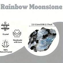 1/2/3pcs Natural Black & White Moonstone Crystals, Blue Aura 7 Chakra Crystals, Aromatherapy Diffuser Stones, Mineral Specimen Decor & Collection, Healing Pyrite Crystals, Premium Jewelry DIY Decor, Yoga Meditation Crystals, Best Holiday Gift - Natural Black and White Moonstone Crystal Rough Stone - View 2