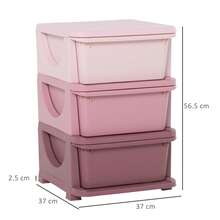 HOMCOM Cassettiera 6 Cassetti per Bambini 3-6 Anni con Bordi Arrotondati, Mobile Portagiochi in PP, 37x37x56.5cm, Rosa - Anguria Rosa - Visualizzare 3