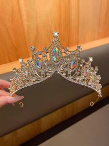 1pc Elegant Vintage Royal Style Rhinestone Tiara Crown, Suitable For Party, Birthday, Photo Shoot, Flower Girl, Children's Gift, Fashionable & Graceful Kids Hair Accessory