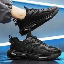 Calzado deportivo casual para hombre, calzado deportivo de malla con suela gruesa, antideslizante y resistente al desgaste, nuevos zapatos para papá de colores contrastantes, modernos y versátiles - azul oscuro - Ver 5