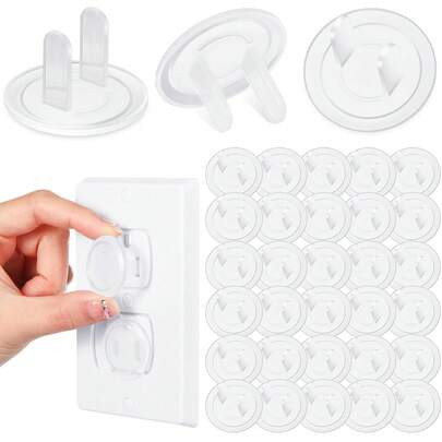 24 Pack Outlet Covers & Removal Tool Baby Proofing, Provide Shock Prevention And Easy Installation, Safe And Secure Plastic Plug Covers For Power Sockets (24 Outlet Covers)