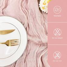 12pcs Soft Cheesecloth Balinese Table Runners, 6 Feet Long Tulle Fabric, Suitable For Bohemian Style Wedding Party, Bridal Shower, Home Decor, Baptism And Christmas Table Decoration. - Bột tro - Xem 6