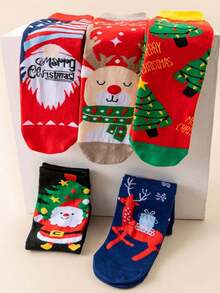 5 Pairs Christmas New Coral Fleece Socks, Soft & Comfortable House Socks, Sleepwear Socks For Women, Autumn/Winter