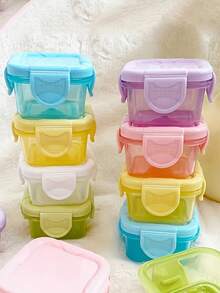 1-6 件装迷你食品储存容器套装、厨房午餐盒冰箱密封容器、矩形塑料密封储物盒小食品容器塑料密封盒、多功能调味品盒、2 盎司塑料、可密封盖子、可堆叠、多用途、便携式零食、水果、燕麦、旅行和家庭整理、用于家庭整理的篮子、垃圾桶和容器、厨房用品学校用品、返校 - 彩色 - 查看 2