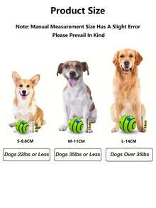 猫狗宠物声音球玩具宠物互动智力训练球玩具趣味摇晃咯咯球狗玩具缓解焦虑训练清洁牙齿内置发声宠物球玩具适用于室内和室外狗咀嚼玩耍和触摸训练用品三种尺寸的声音球玩具适用于大型犬和中型犬小型犬绿色 - 綠色 - 查看 3