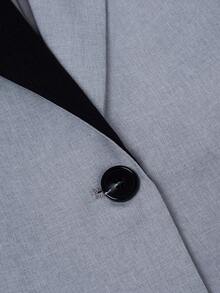 HOMEYEE Vintage Elegant Casual Blazer Jacket With Contrast Color Splicing, Suitable For Business, Vacation, Plus Size - Xám - Xem 5