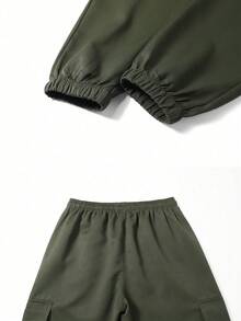 女士户外工装裤，休闲多口袋运动裤 春季款 - 軍綠色 - 查看 6