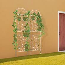 Elegant White Metal Garden Fence For Climbing Plants - Durable Iron Frame With Floral Design, Easy Assembly, Perfect For Enhancing Your Outdoor Space - 典雅白 - 查看 6