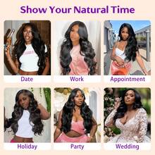 13x4 Body Wave Lace Front Wigs Human Blended Hair Pre Plucked HD Transparent Lace Frontal Wigs 200% Density Glueless Wigs With Baby Hair For Women 26 Inch Wig - Natural & Black - View 10
