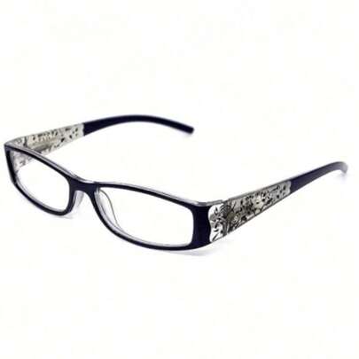 1 Pair Of Rectangular Diamond Inlaid Flower Personalized And Fashionable Flat Mirrors Suitable For Campus Wear, Work, And Daily Wear