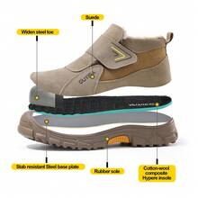 GUYISA 中帮安全鞋，防挤压、防刺穿，绒面革，防火花，隔热，焊接系列，四季通用中帮防护鞋，棕色，欧盟标准钢头，柔软橡胶外底，厚重却极其安全！（鞋码为中国尺码，请注意国际尺码换算！如果鞋码偏大，请选择小一码）