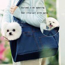 ARC ARCE Denim Pocket Dog Carrier Bag, Portable Handheld Crossbody Shoulder Bag For Teddy, Cats, Pets, Outdoor Backpack With Wide Opening Design Cat Carrier Cat Backpack Bike Trailer - Multicolor - View 4