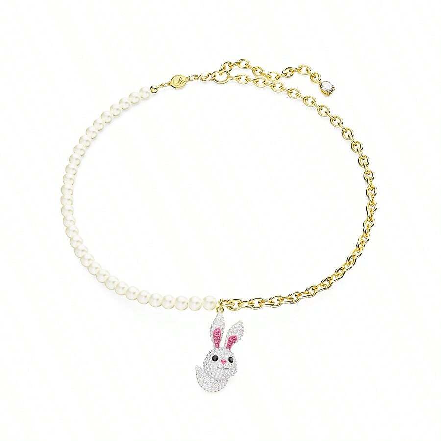 Swarovski 施华洛世奇十二生肖兔仿珍珠项链女士颈链圣诞节情人节七夕节生日礼物送女友 - 粉色 - 查看 1