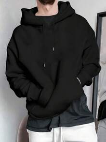 Sudadera Casual para Hombre con Estampado Gráfico de Texto Estilizado RKR7 - Negro - Ver 2
